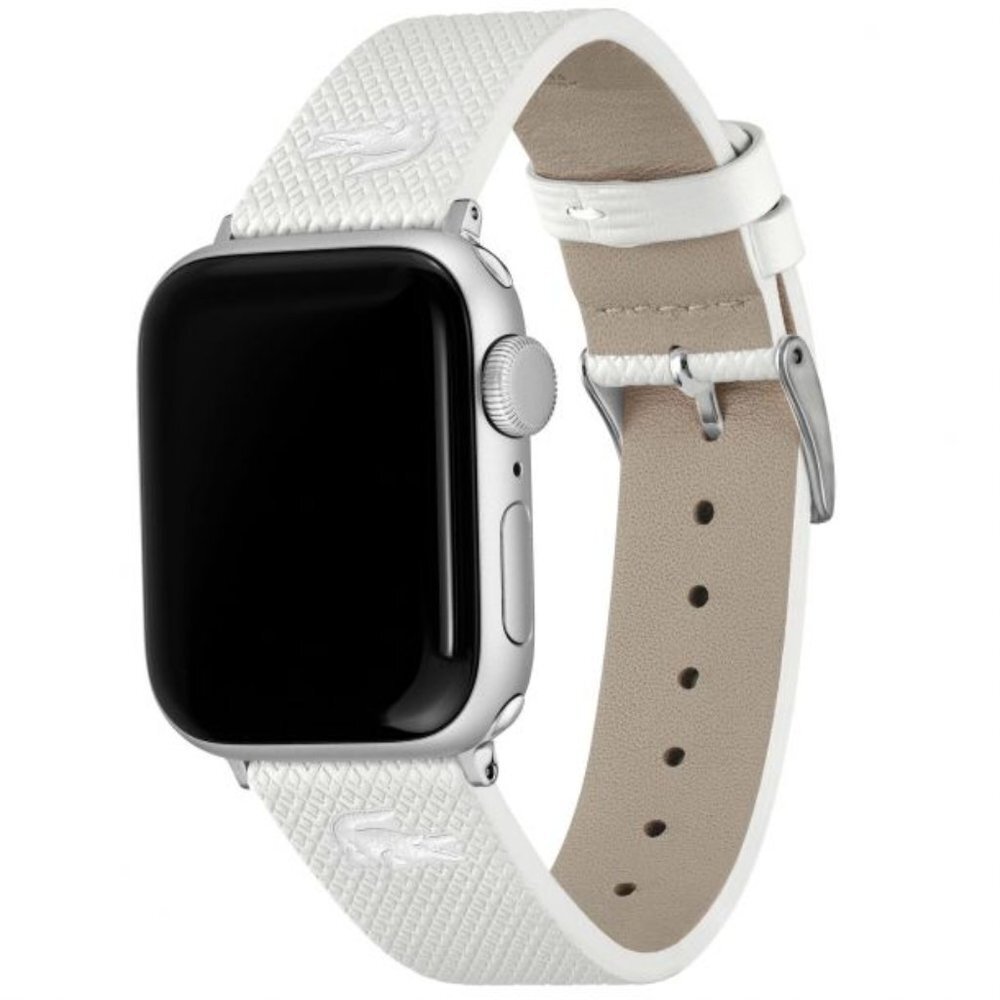 Lacoste Apple Watch Strap White Embossed Leather | 38mm & 40mm